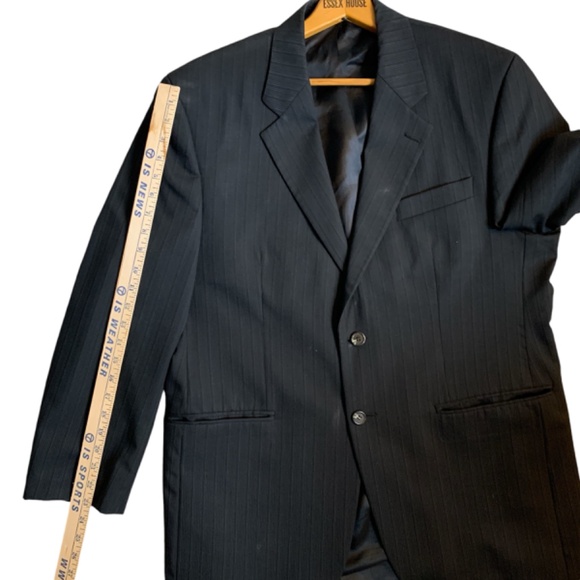 Lauren Ralph Lauren Sport Coat Mens 42 R Wool 2 Button Blazer Pinstriped Black - Picture 11 of 16